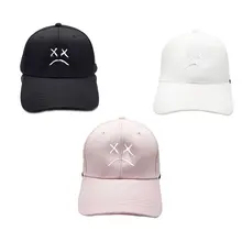 Женская и Мужская Унисекс хлопковая бейсболка, популярная хип-хоп бейсболка с изображением героя мультфильма XX Sad Face Expression Embroidered Snapback Turcker Hat