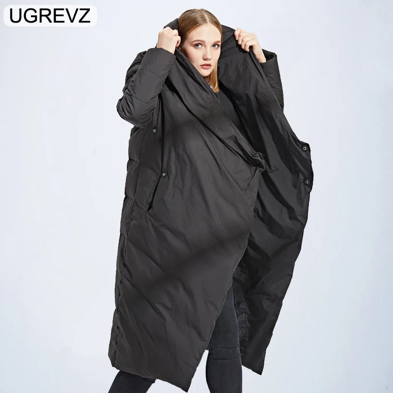 

2019 New High Quality Winter Fashion Women's Solid Color Hooded Adjustable Waist Lace Up Personality Long Warm Coat Down Jacket