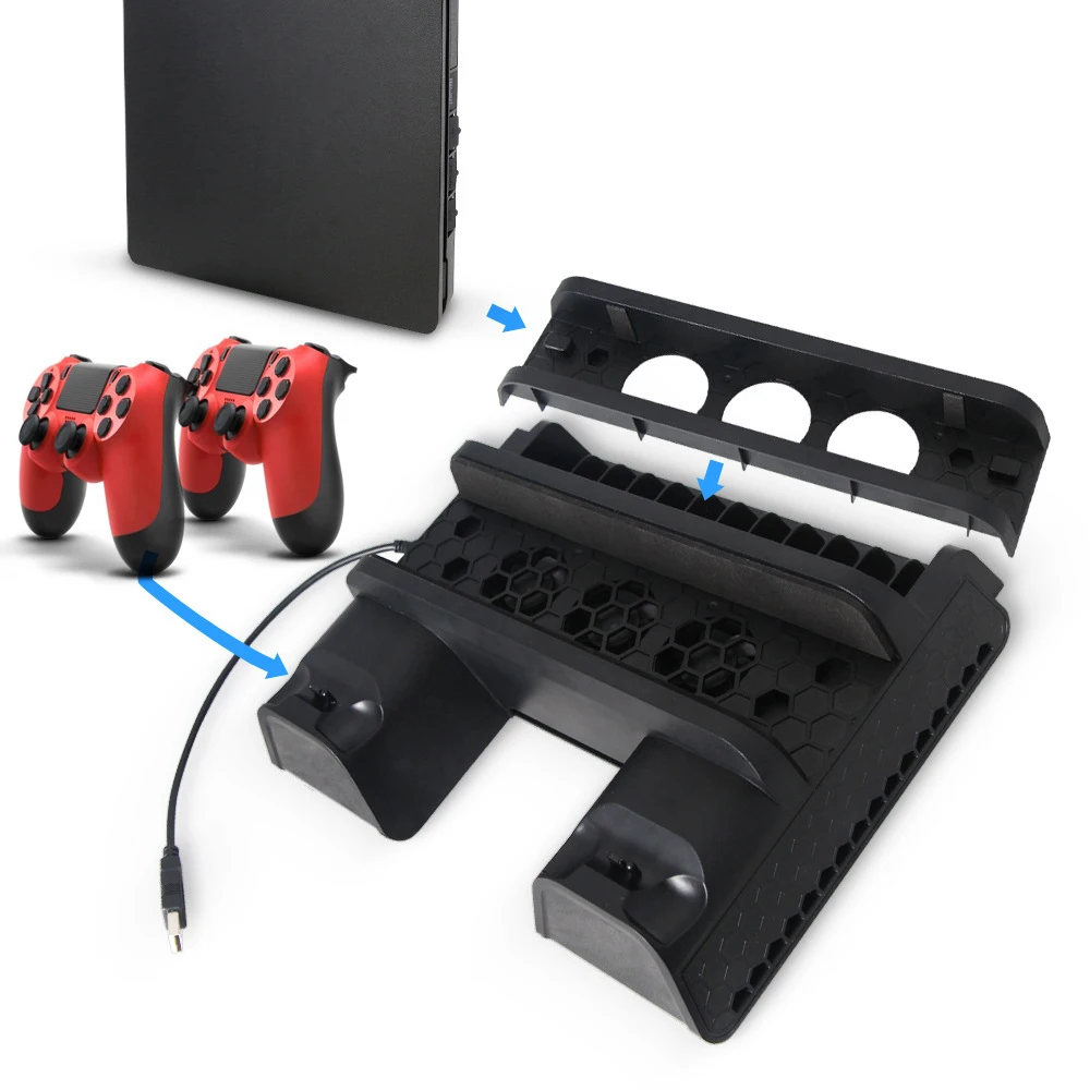 

Game Pad Accessories For PS4 Slim Pro Vertical Console Cooling Fan Charger For Sony PS 4 Controller Joystick Charge Mount