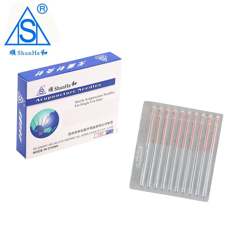 

Shunhe Sterilze Copper Plating 100pcs Disposable Acupuncture Needles Massage Practice Needle Aluminum Foil Packaging Wholesale