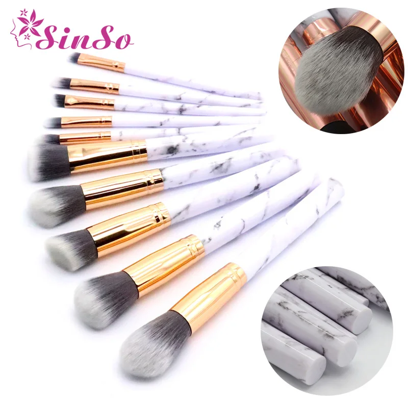 

SinSo 10Pcs Marbe Makeup Brushes Set Professional Powder Foundation Blush Eye Shadow Blending Makeup Brush Cosmetic Tools Kits