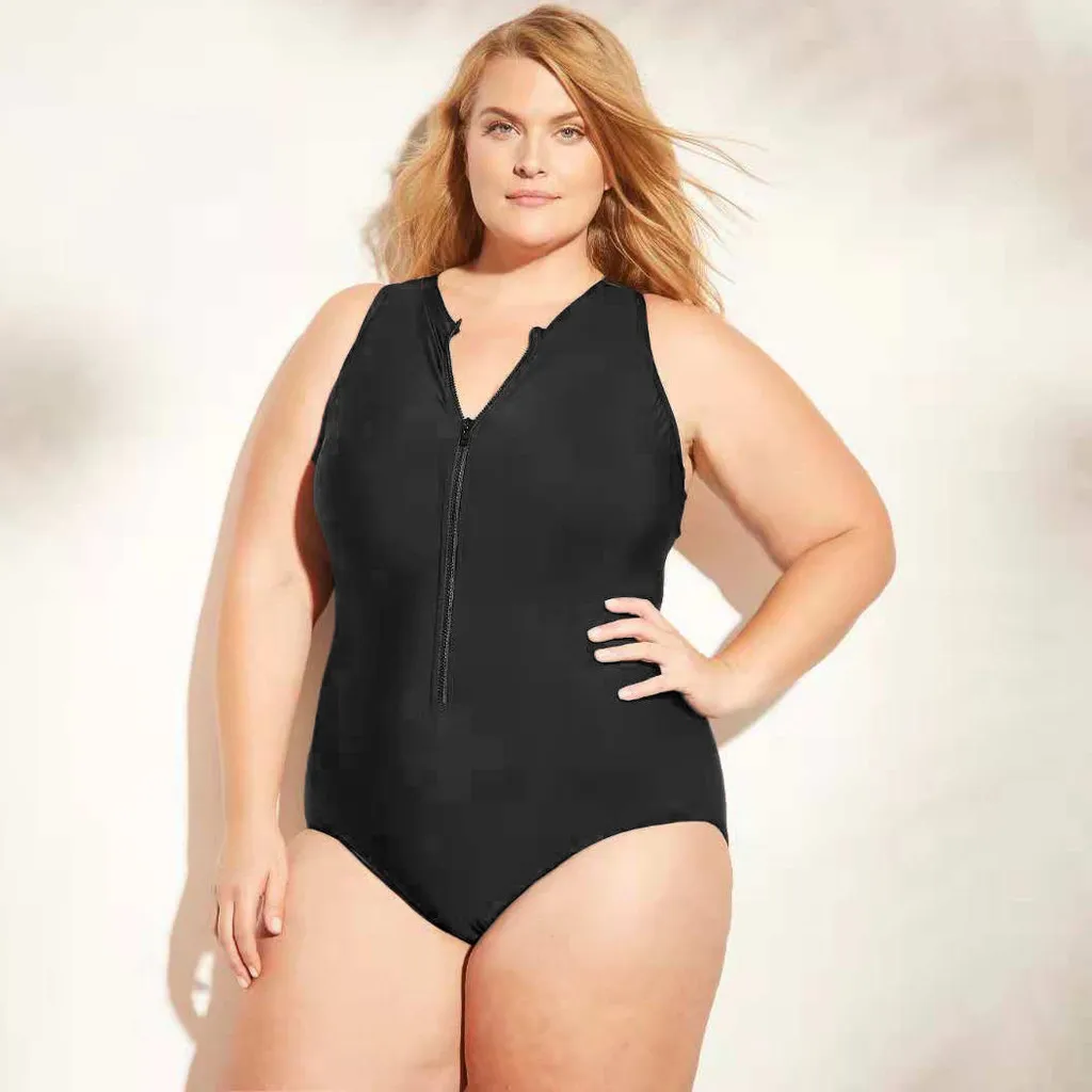 black zipper swimsuit