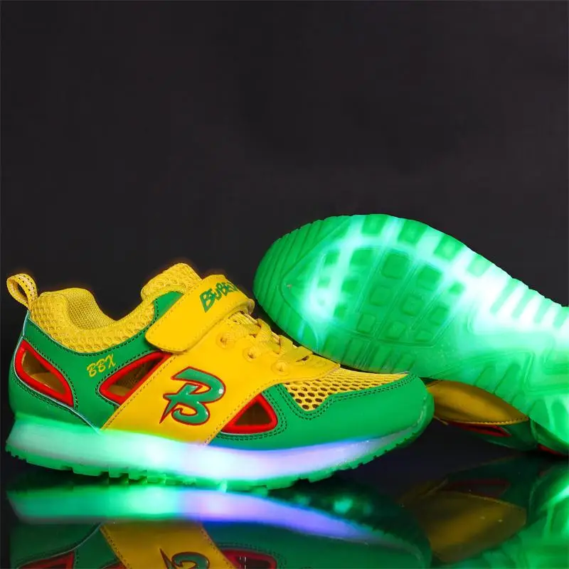 CSXD Youth Kids Mesh Glowing Sneakers Child LED Luminous Shoes Little