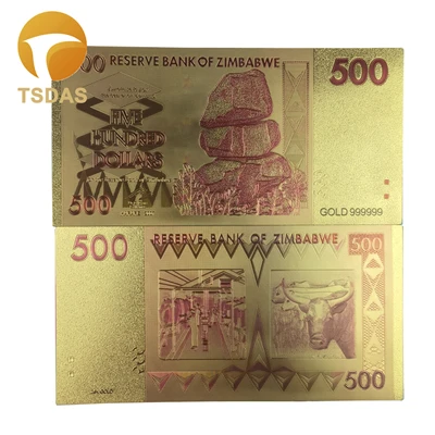 Красочные Зимбабве 100 триллиона долларовая Золотая банкнота ценная коллекция банкнот 10 шт./лот для подарков - Цвет: 500 dollars