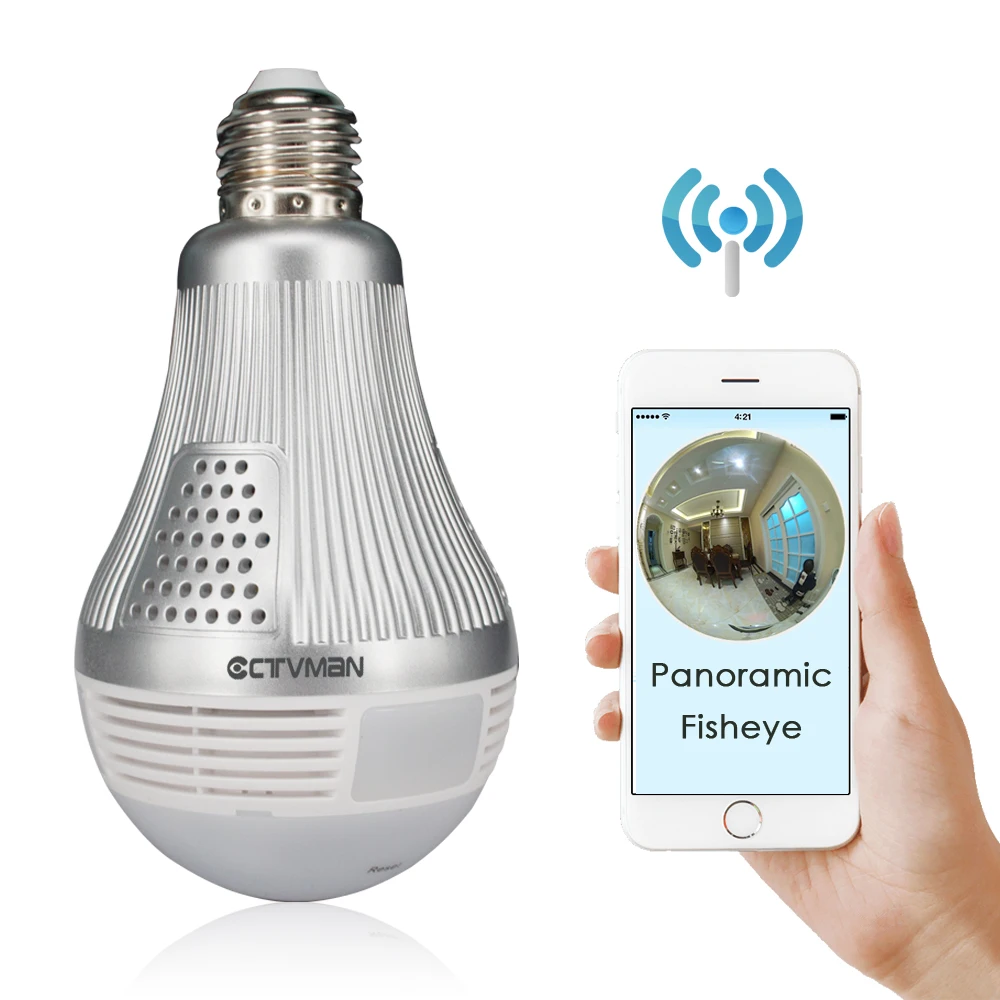 01CTVMAN Wifi 360 Camera Bulb CCTV Video Cameras Fisheye Andriod IOS Security Wireless Baby 960P 1080P 3MP 5MP Panoramic IP Cam