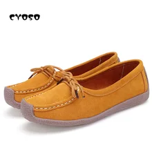 CYOSO/Женская обувь; коллекция года; женская обувь из натуральной кожи на плоской подошве; повседневные лоферы; женская обувь без застежки; Мягкие Мокасины на плоской подошве