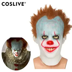 Coslive маска пеннивайза на голову полностью, из латекса шлем с парики Джокера в Танцы клоун реквизит для косплея на Хэллоуин маска для Для