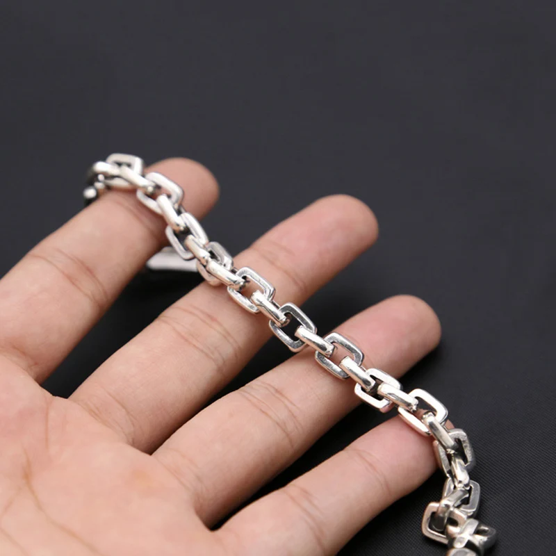 Браслет для женщин и мужчин модный браслет из стерлингового серебра 925 пробы с