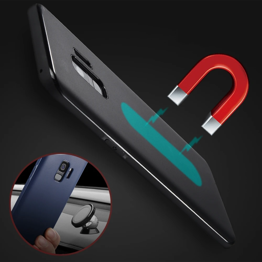 

Magnetic Car Holder Case for Samsung Galaxy S9Plus Soft TPU Silicone Magnet Case for Samsung Galaxy S9 Bulit-in Metal Plate