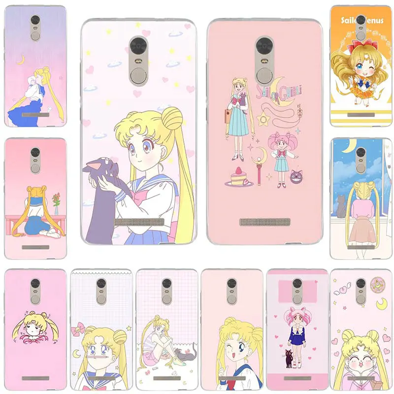 

Sailor Moon Pattern Pink Cover for Xiaomi Max Redmi Note 2 3 3S 4X 4A 5 5S 6 8 A1 Pro Plus Silicone Soft TPU Phone Cases Bag