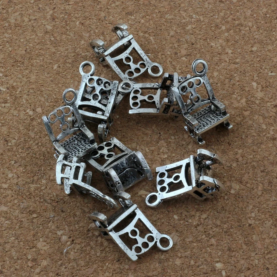 3D chair Charm Pendants 200Pcs/lot Hot sell Antique Silver Jewelry DIY 10x19X8mm A-178