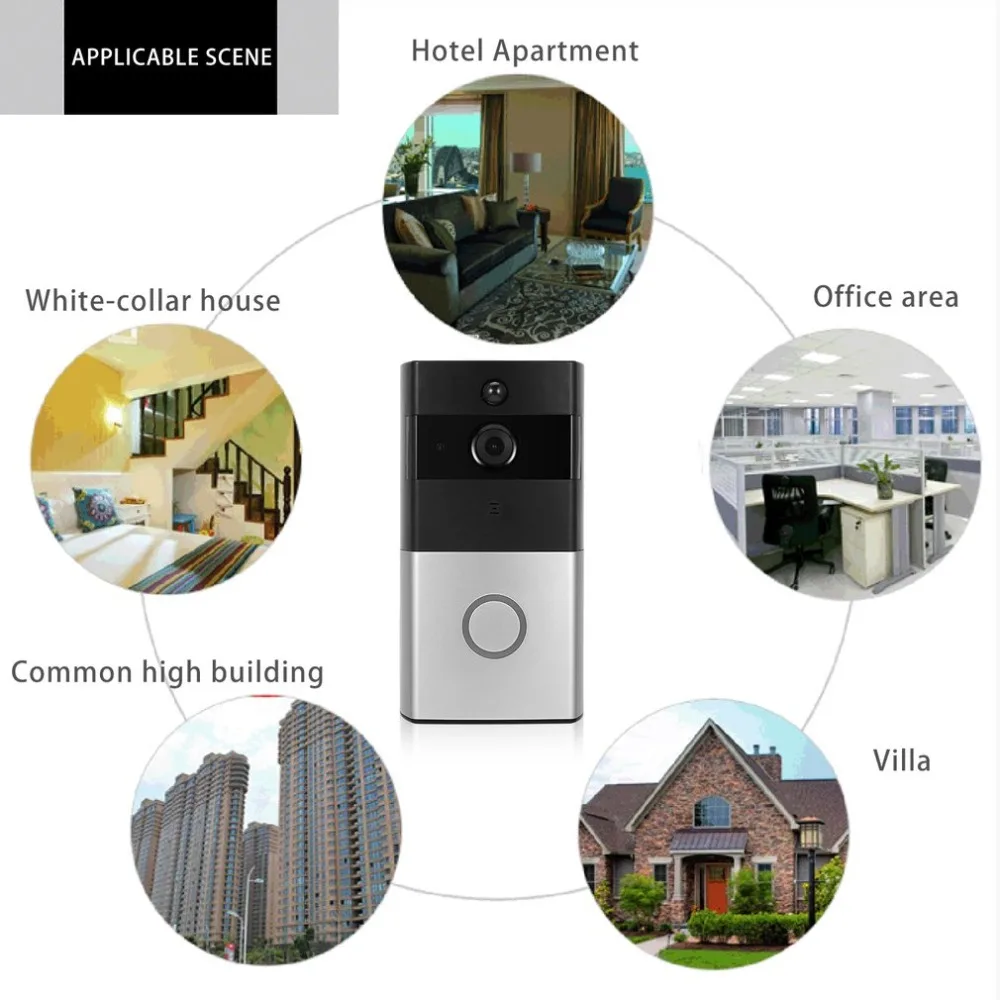 

Wireless WiFi Video Doorbell 1.0MP Doorbell Camera Night Vision Two-way Audio Battery Operation with Indoor Chime