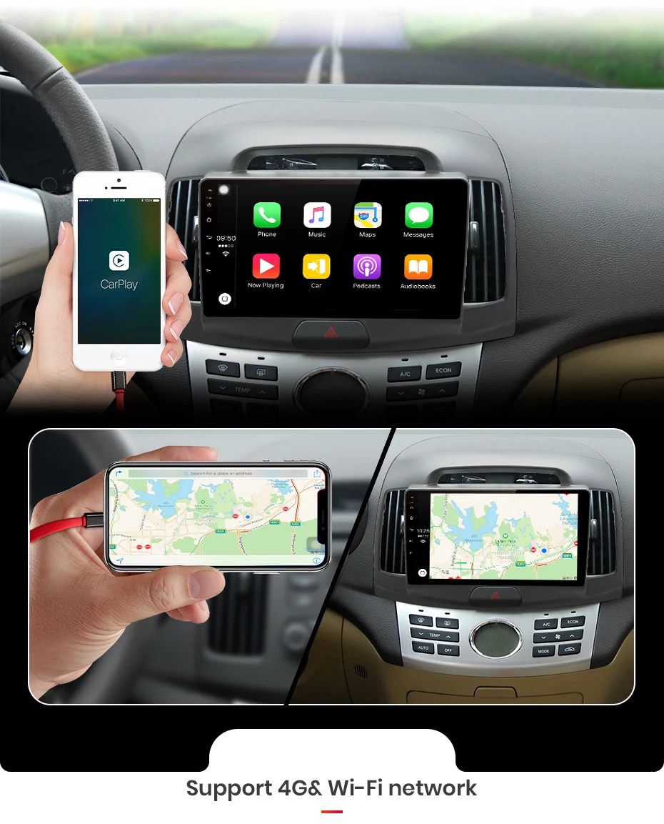 Perfect AWESAFE 4G+64G Android 8.1 CarPlay DSP Car Radio Multimedia Video Player Navigation GPS WiFi 2 din For Hyundai Elantra HD 2010 7