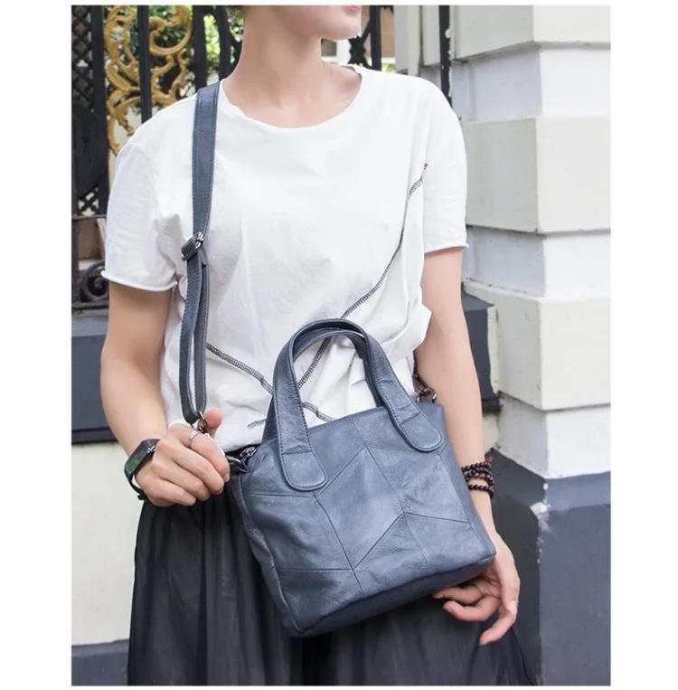 MJ Women Genuine Leather Bag Female Real Cow Leather Handbag Small Tote Bags Ladies Shoulder Handbag Messenger Bag for Women (39)