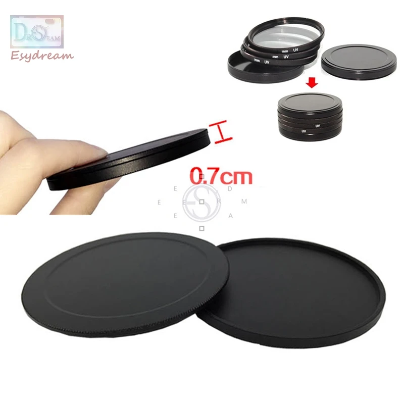 

40.5 43 46 49 52 55 58 62 67 72 77 82 mm Protective Metal Case Cap Protector for Canon Nikon Lens Filter 55mm 58mm 77mm 82mm