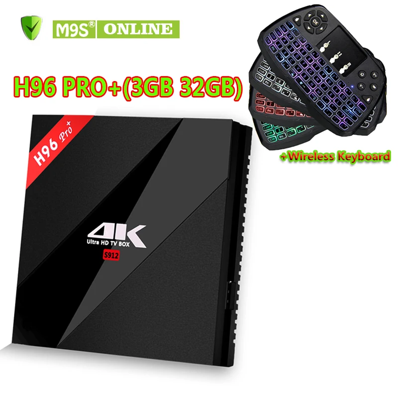 H96 Pro+ Android 7.1 Tv Box Amlogic S912 Octa-core 3G 32G 2.4G 5.8G WIFI Bluetooth 4.1 Smart Set top box A3 Backlit Air Mouse |