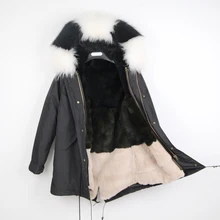 CX-G-P-07E дизайн теплые кролика рекс меховой подкладке Зимняя парка с енота меховой воротник