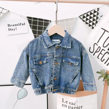 

Retro Old Style Spring Autumn Denim Jacket Coat for Toddler Girls Baby Boys Simple Single-breasted Outerwear Coats Kids Clothes