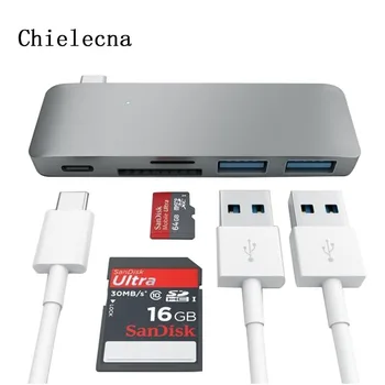 

Chielecna New USB 3.1 Type-C Multi-port Hub Adapter Aluminum Case with 2 USB3.0 Ports Type-C PD SD/TF Card Reader for Laptop