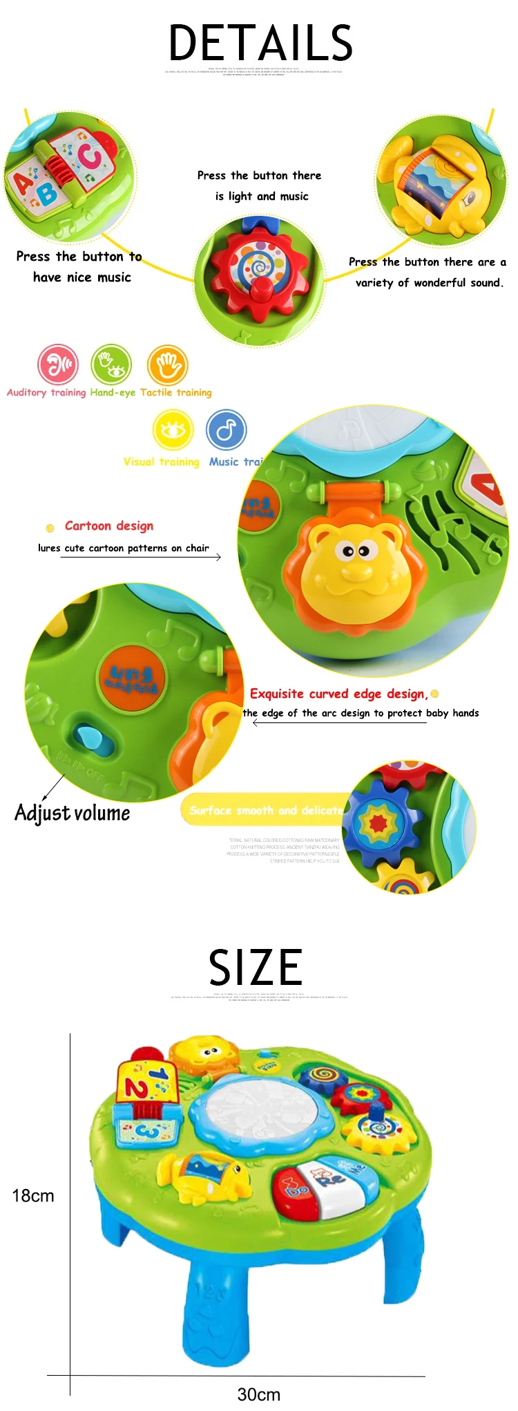 Educativos para Brinquedos Ativos do Bebê com Música Bebê Recém-nascido Crianças Desenvolvimento Quebra-cabeça Jogar Aprendizagem Precoce Brinquedos Sensoriais 13-24 Meses 4 Brinquedos e hobbies