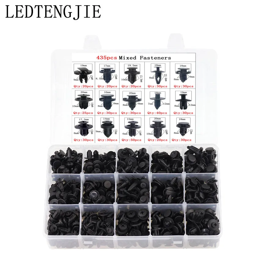 

LEDTENGJIE 435PCS Automotive Plastic Fasteners Boxed Car Door Panels Bumper Cover Fender Auto Fastener Clips For Honda