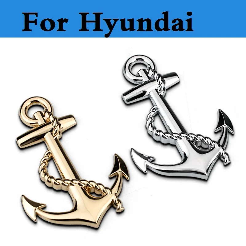 2019 New Silver Black Golden Anchor Emblem Car Metal Stickers Decal For Hyundai Santa Fe Solaris Sonata Terracan Tiburon Tucson |