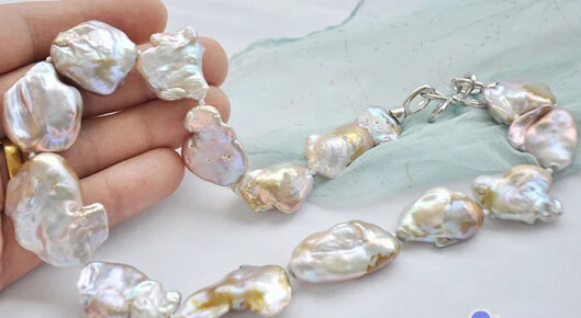 

0002985 Huge 100% natural 18" lavender baroque KESHI REBORN PEARL NECKLACE