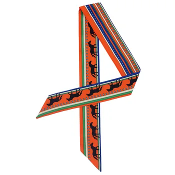 

New Fashion Hair Bags Handle Decoration Tie Hand Ribbon Twill Silk Scarf Women Summer Euro Horse Print Small Magic Head Scarves