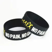 Vendita calda 1 pz Tutti Fit No Pain No Gain Wristband Del Silicone Banda Larga Motto di Gomma Bracciali e Braccialetti Bracciale regalo SH078