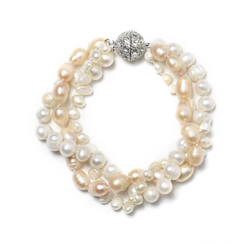 

Pick size 7x10mm and 8mm with 3x6 mm Different shapes and sizes With White and orange Freshwater Natural pearl bracelet