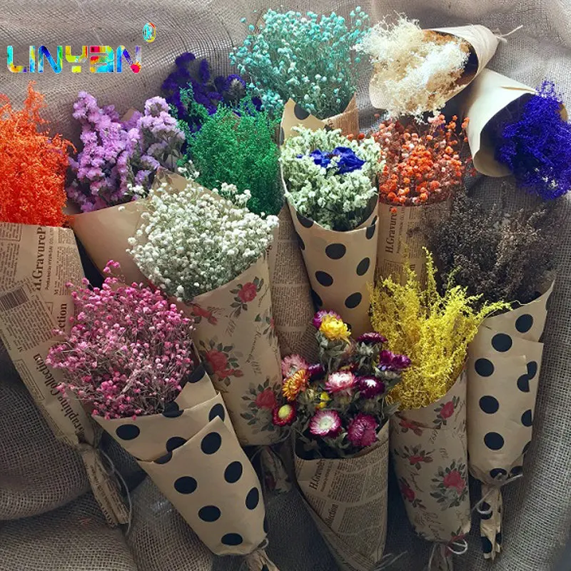 

Natural dried flower 1 pack bouquet artificial flowers decor preserved fresh adornment Camera babysbreath christmas Daisy t50