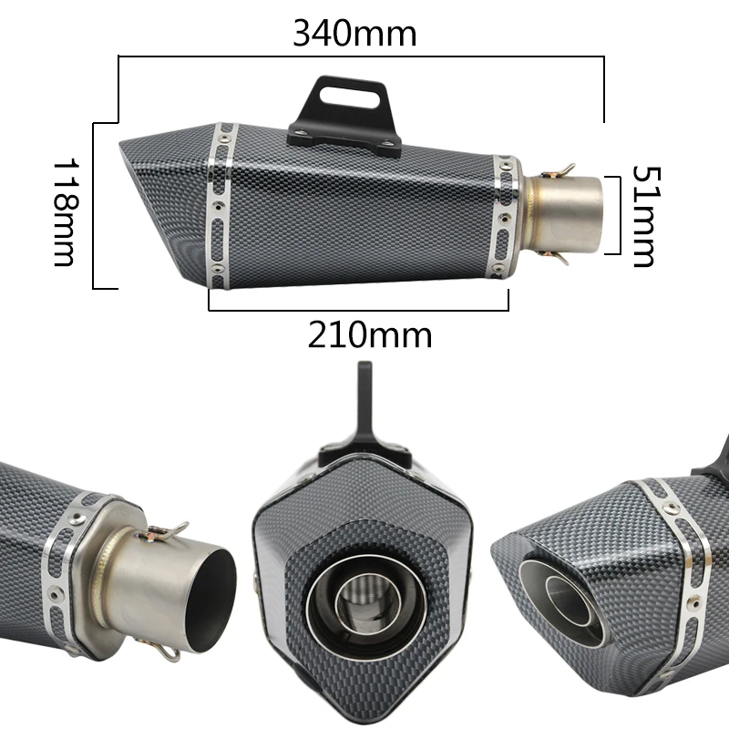 ZSDTRP 51 мм Универсальный мотоциклетный выхлоп модифицированный Кроссовый выхлоп глушитель FZ6 CBR250 CB600 MT07 ATV Dirt Pit Bike выхлоп