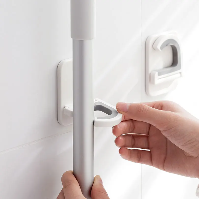 طوي ممسحة هوك لكمة خالية حامل مكنسة ممسحة تخزين رفوف ذاتية اللصق باب هوك ملحقات الحمام الجدار هوك EGN475