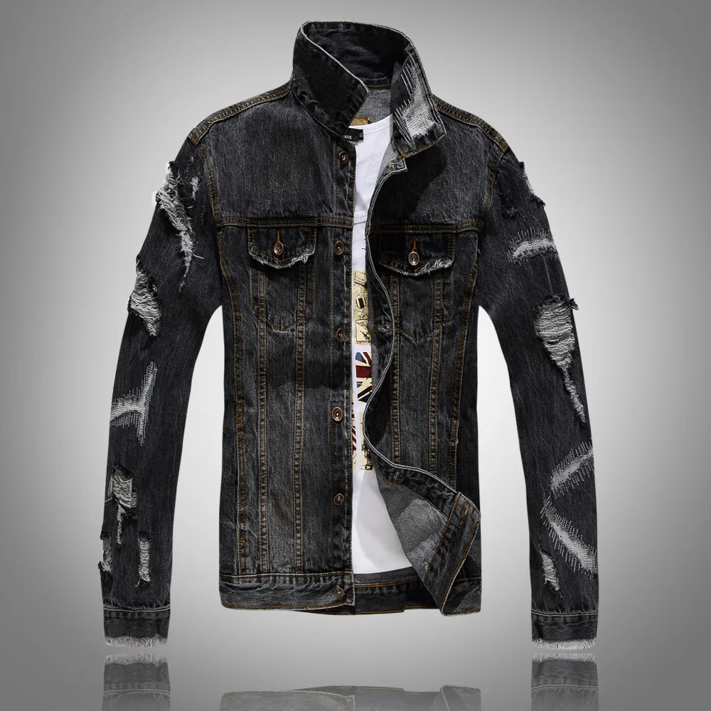 destroyed black denim jacket