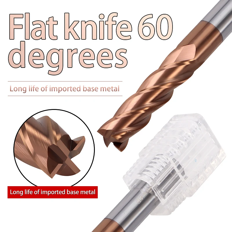 Milling Cutters Cutting HRC60 4 Flute Tungsten Cobalt Alloy End Mill