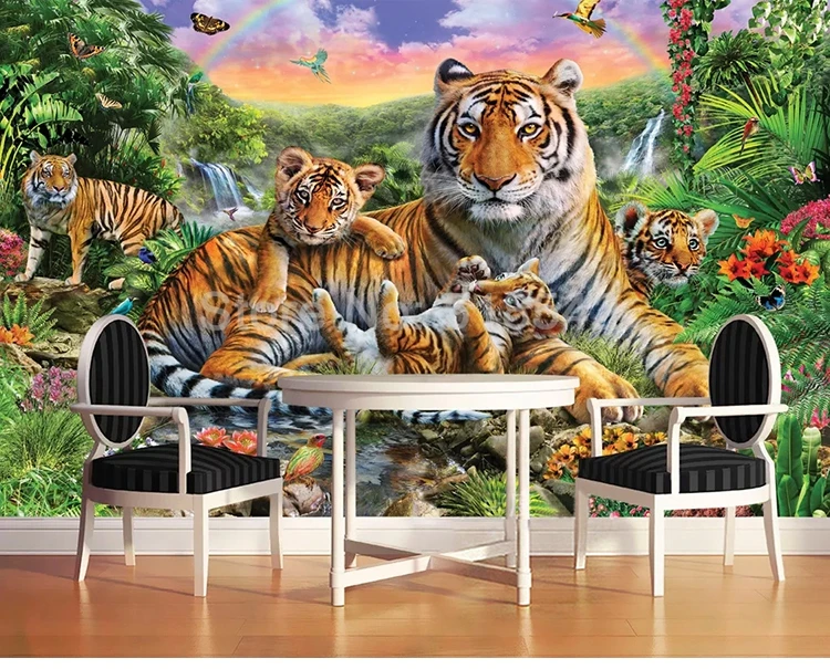 Пользовательские фото настенные фрески 3D тигр животное современное искусство Большая фреска гостиная спальня ресторан фон домашний декор обои