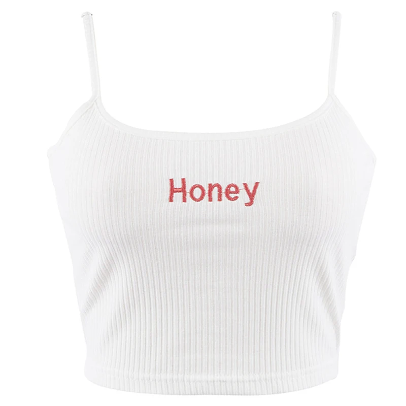 Women Honey Letter Sports Tank Top Short Yoga Shirt Female Slip Crop Tops Camis Camisoles Gym Traning Running Fitness Shirt