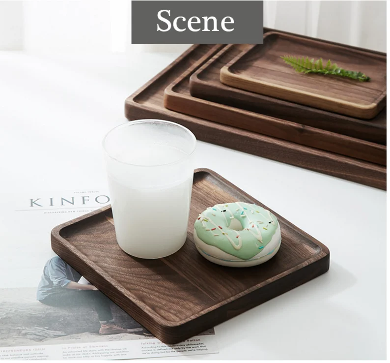 Direct selling high-end black walnut wooden plate rectangular wooden tea tray dessert dessert cake sushi steak bamboo tray