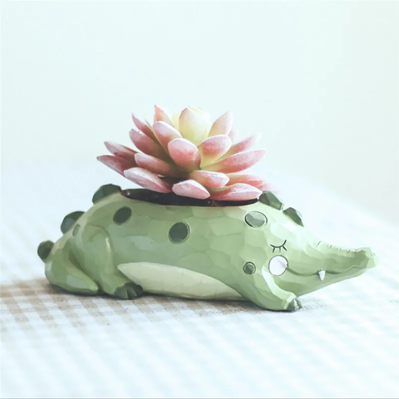 Крокодил КИТ мультфильм смоляные горшки для цветов слон животные горшки для влагозапасающего растения бонсай плантатор домашний офис Декор