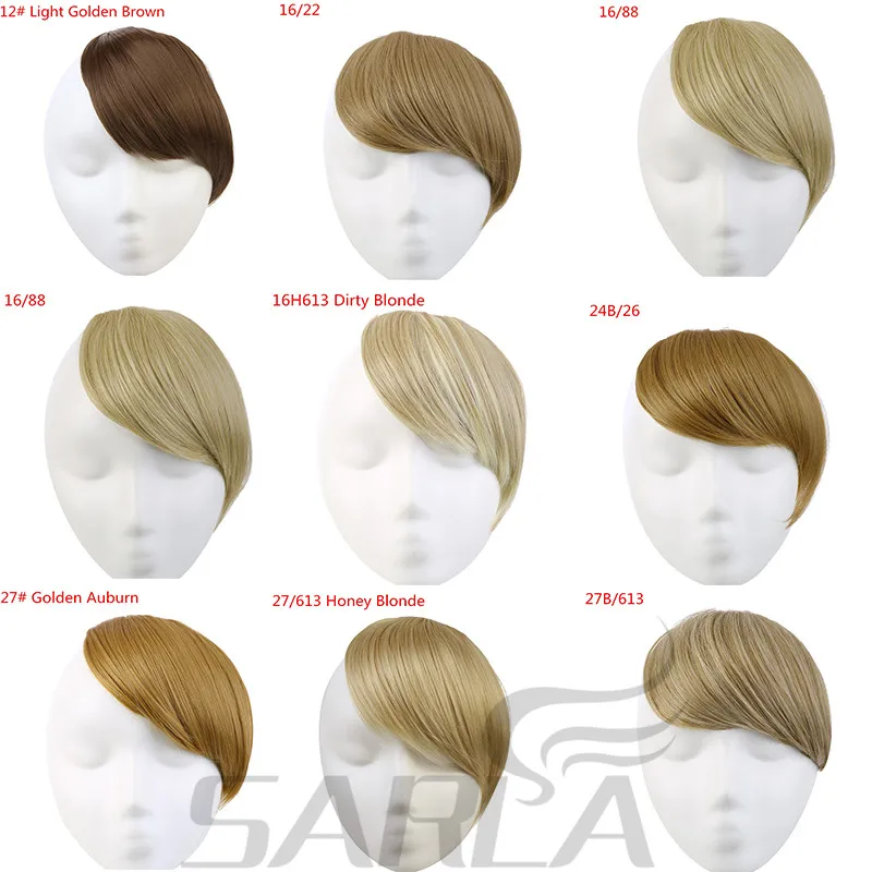 SARLA Hair Bangs Clip in Sweeping Side Fringe Fake False Bang Extensions Natural Synthetic Hairpiece Hair Piece Black Brown B2