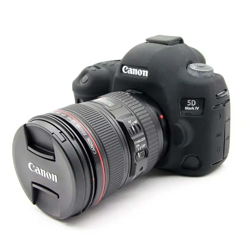 Красивая мягкая силиконовая резиновая сумка для камеры для Canon EOS 5D4 5D Mark IV, защитный чехол для камеры, чехол для Canon 5D 4, ручка для объектива - Цвет: Черный