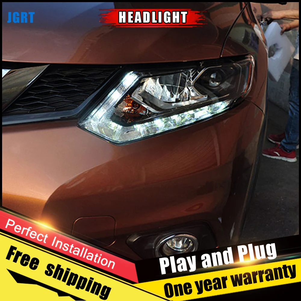 2 шт. автомобильные стильные светодиодные фары для Nissan X Trail 14 16 головная лампа LED DRL