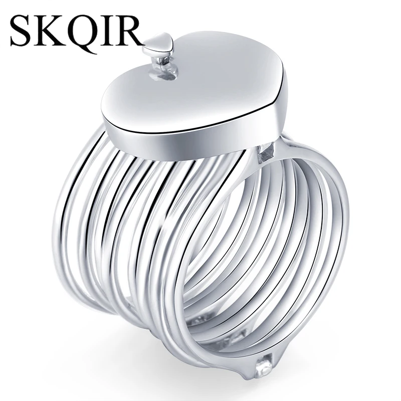 

SKQIR News Female Luxury Stainless Steel Silver Color Multilayer Rings For Women Stainless Steel Multifunction Unique Jewelry