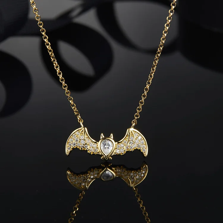 

ZOZIRI New Costume Jewelry Lovely Animal Bat Necklaces & Pendants , real silver gold color zircon choker women Accessories