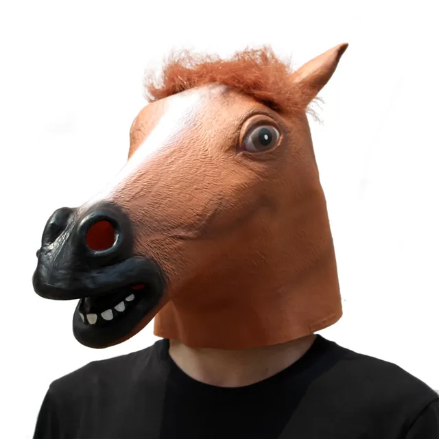 Brown Horse Mask Animal Masks Latex overhead Party Custome Horses Hea