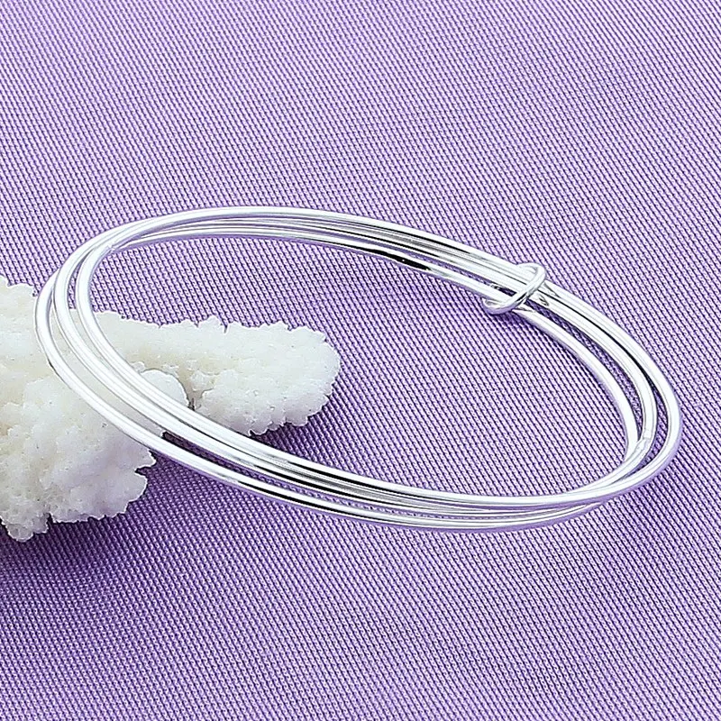 Женский браслет из серебра 925 пробы с тремя кольцами|bangle jewelry|fashion bracelets banglesbangles women