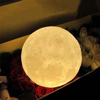 

3D Moon Light Lamp Rechargeable Print 2 Color 10 CM Touch Switch Bedroom Bookcase Night Light Home Decor Creative Gift for Baby