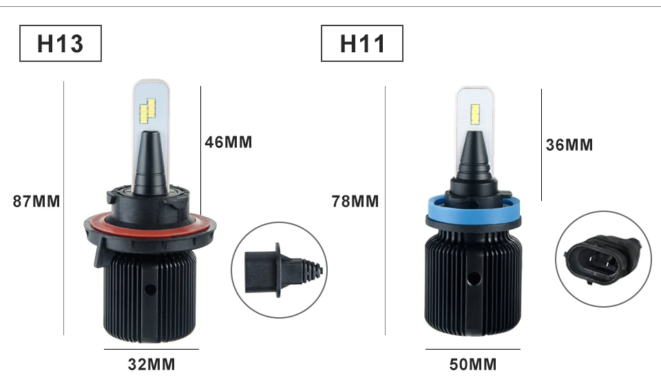 H4 Led H7 Mini Canbus Car LED Headlight lamp 8000LM H1 H11 9005 HB3 9006 HB4 H13 HIR2 12V 24V CSP 6500K 80W Auto Fanless Bulb  (13)