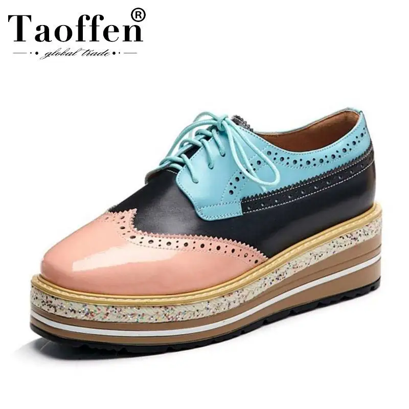 

Taoffen Real Leather 2019 New Fashion Women Pumps Mixed Colors Cross Strap High Heel Shoes Women Candy Colors Pumps Size 34-40