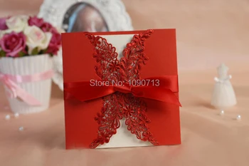 

Free Shipping 40 X Laser Cut Red Invitation Cards Personalized & Customized Printing Wedding Invitations Cards Wedding Gifts